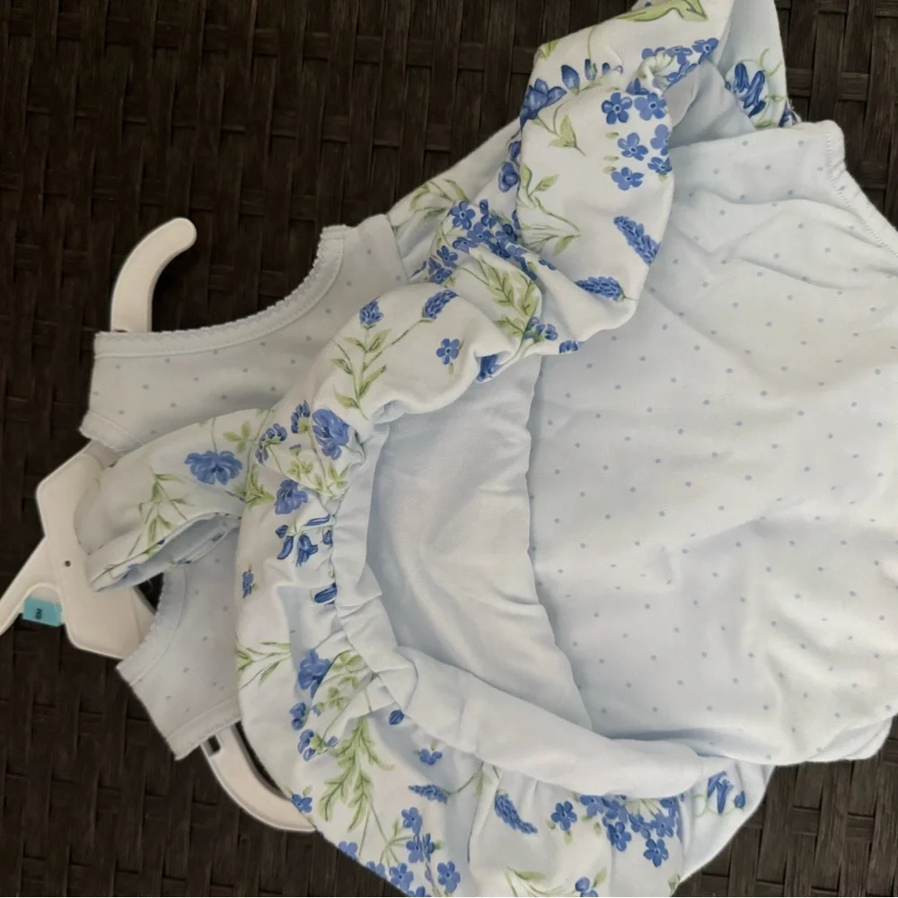 Little Me Blue and Green Floral Diaper Cover 6 months